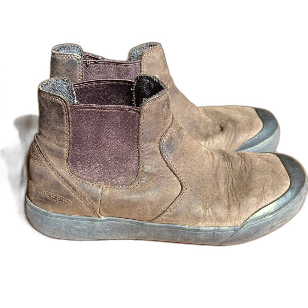 Keen Boots Brown Leather Chelsea Ankle Womens Size 8 Shoes Slip On Outdoors Hike